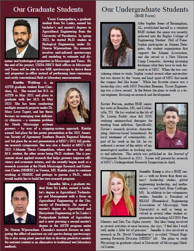 Newsletter of Department of Agricultural & Biological Engineering: Spring 2023